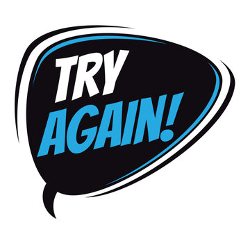 try again retro speech bubble