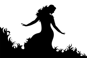 Obraz na płótnie Canvas Vector silhouette of woman who dance on white background.