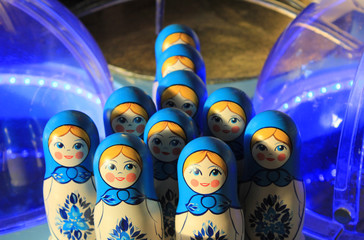 Russian Nesting Dolls (Matryoshka Doll) Set. Stacking Women Figures Dolls Made of Wood and Painted...