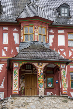 Schmuckerker des historischen Rathauses der Stadt Hadamar, Hessen