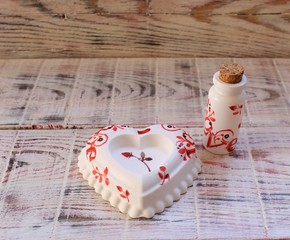 Handmade fragrance heart and bottle for St. Valentine's Day