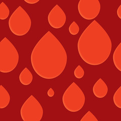 Vector concept of World Blood Donor Day, 14 June. Seamless 3d pattern in trendy paper art style. Red blood paper water drops collage background. No visible mesh  borders