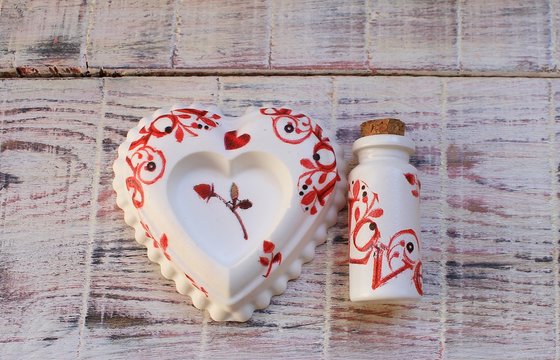 Handmade fragrance heart and bottle for St. Valentine's Day