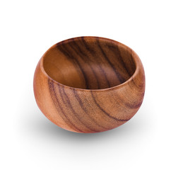 wooden bowl isolated on white background