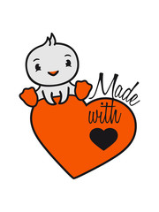 süß niedlich ente vogel küken herz nachwuchs gekocht gebacken baby buchstaben made with love logo design text schrift mit liebe gemacht kind schwanger geburt glückwunsch junge mädchen cool