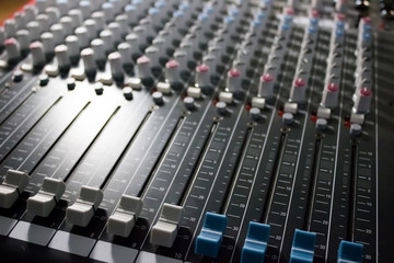 Console of the professional mixer - music, concert