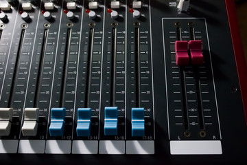 Console of the professional mixer - music, concert
