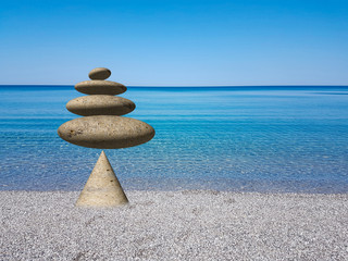 Fototapeta na wymiar rocks pebbles balance sea beach