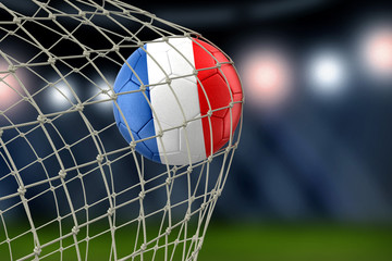 Naklejka premium French soccerball in net