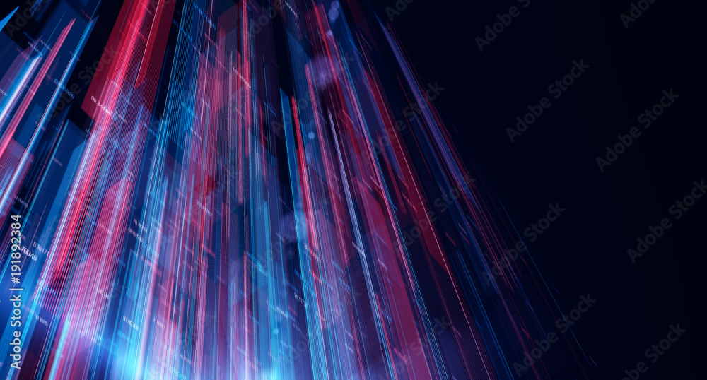 Poster Block chain network/Blockchain network concept , Distributed register technology , Block chain text and computer connection with colored background