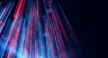 Block chain network/Blockchain network concept , Distributed register technology , Block chain text and computer connection with colored background