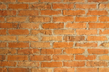Brick wall. Background with old, red brick wall.