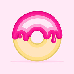 Pink glazed donut, Cartoon