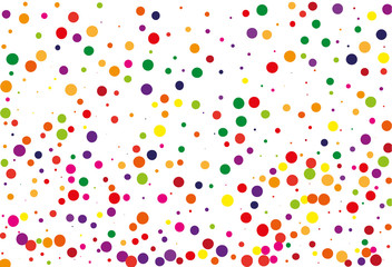 Fototapeta na wymiar Festival pattern with color round glitter, confetti. Random, chaotic polka dot. 