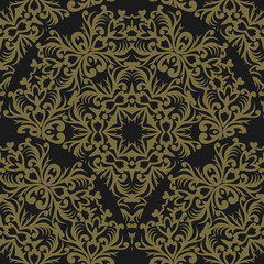 Seamless eastern pattern on dark background. Can be used as a pattern for textiles, a background for the Veb design, in print.