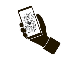 Mobile phone in hand - icon