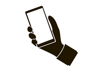 Icon of smartphone in human hand