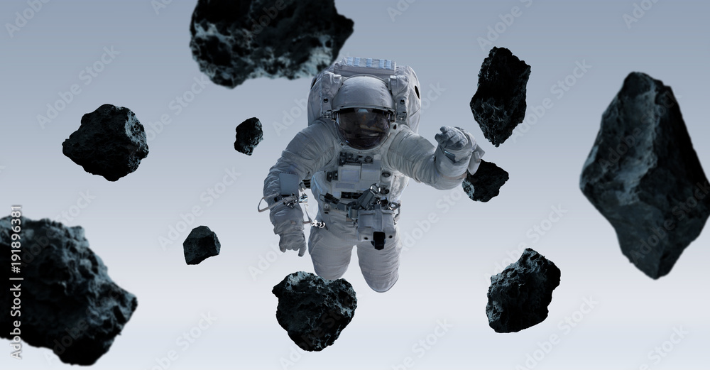 Wall mural astronaut isolated on grey background 3d rendering elements of this image furnished by nasa