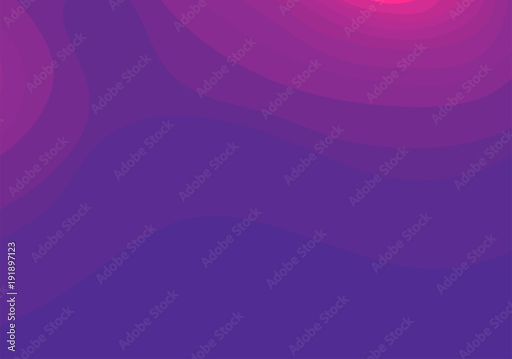Leinwandbilder Abstract violet and pink topographic contours lines of mountains. Topography map art curve line drawing background with copy space. Paper layer vector illustration.