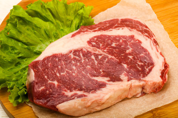 Rib eye raw steak
