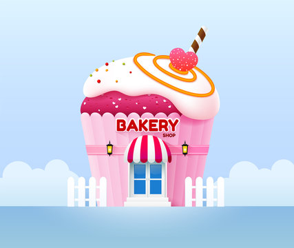 bakery shop building front vector illustration