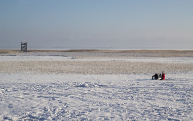 Beautiful winter in a small town