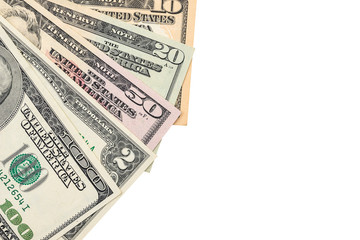 money dollars isolated on a white background
