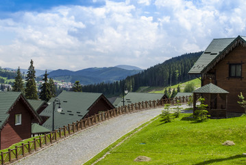 Fototapeta na wymiar Popular ski resort Bukovel in the summer