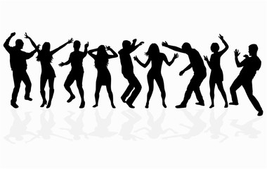 Obraz na płótnie Canvas Dancing people silhouettes. Vector work.