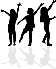 Childrens black silhouettes.
