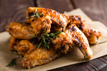 BBQ chicken wings, spicy grilled meat