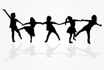 Childrens black silhouettes.