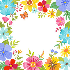 Fototapeta na wymiar Cute colorful spring floral background.