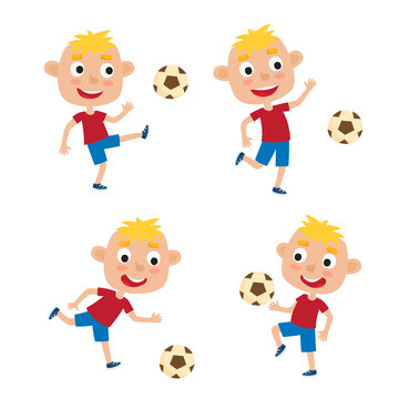 Vector illustration of little blonde boys in shirt and short
