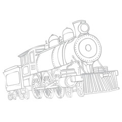Image of a retro locomotive isolated on a white background