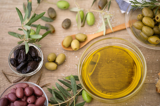 Olives and virgin olive oil.