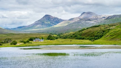 Fototapeten Typical scottish landscape near Loch Damh, nearby to Glen Shieldaig and Beinn Damh. © e55evu