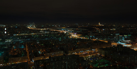 Fototapeta na wymiar night view of Moscow and Third Ring Road
