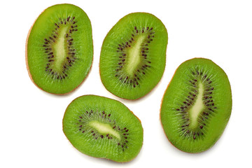 Slices kiwi fruit isolated on white background top view