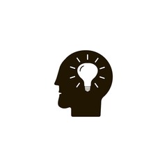 bulb in head icon. flat design