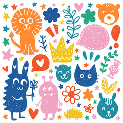Vector hand drawn animals