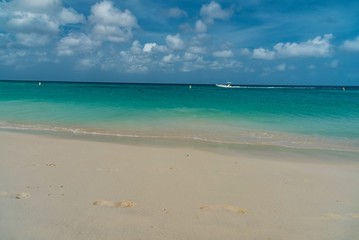 Fototapeta na wymiar tropical Caribbean beach with white sand island of Aruba