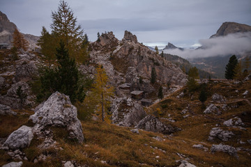 Trenches of Cinque Torri in Dolomites