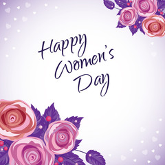 8 march international women's day background with flowers and hearts. Blossoms composition for romantic design.