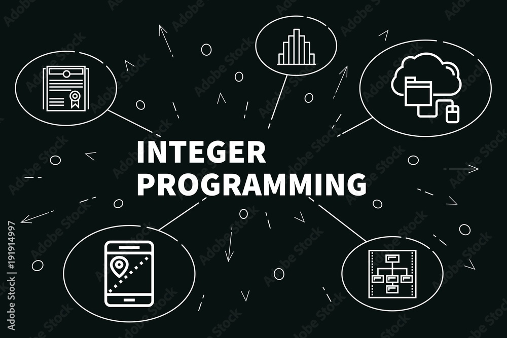Wall mural conceptual business illustration with the words integer programming