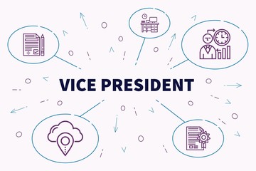 Conceptual business illustration with the words vice president