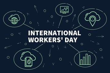 Conceptual business illustration with the words international workers' day