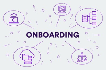 Conceptual business illustration with the words onboarding