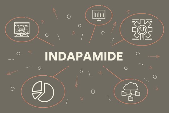 Conceptual business illustration with the words indapamide
