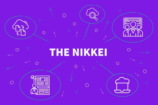 Conceptual business illustration with the words the nikkei